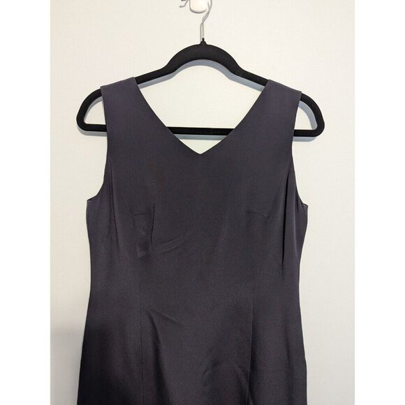 Talbots Navy Maxi Dress Pure Silk Sleeveless 8 Vintage flounced bottom cocktail - Picture 6 of 10